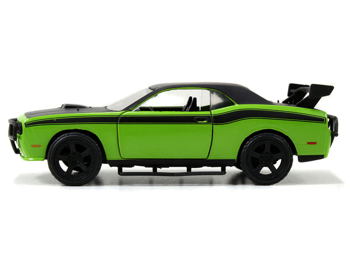 Letty's Dodge Challenger SRT8 Green with Matt Black Top and Hood and Black Stripes 'Furious 7' (2015) Movie 'Fast & Furious 25th Anniversary' Series 1/32 Diecast Car Model by Jada