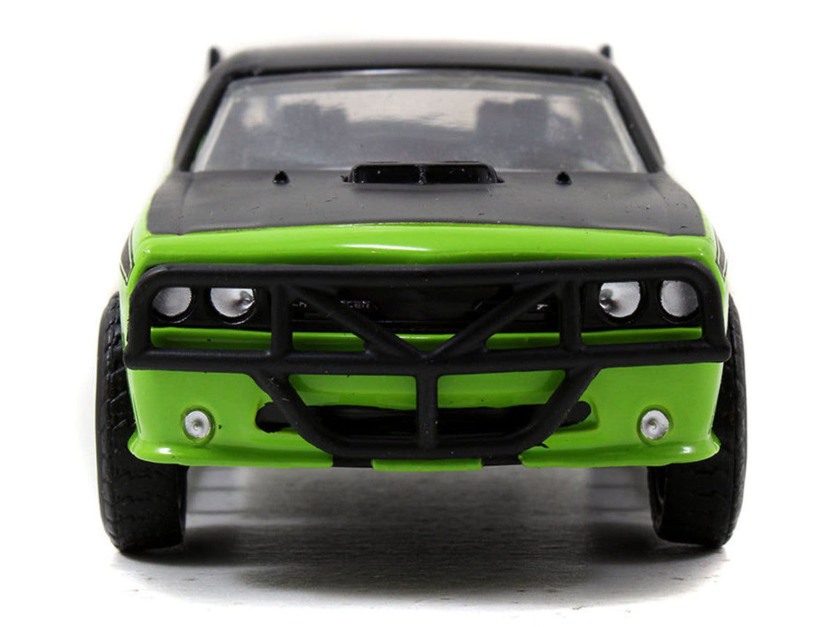 Letty's Dodge Challenger SRT8 Green with Matt Black Top and Hood and Black Stripes 'Furious 7' (2015) Movie 'Fast & Furious 25th Anniversary' Series 1/32 Diecast Car Model by Jada