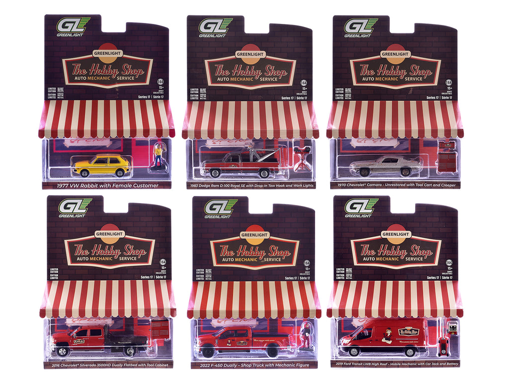 'The Hobby Shop' Series 17 Set of 6 pieces 1/64 Diecast Model Cars by Greenlight