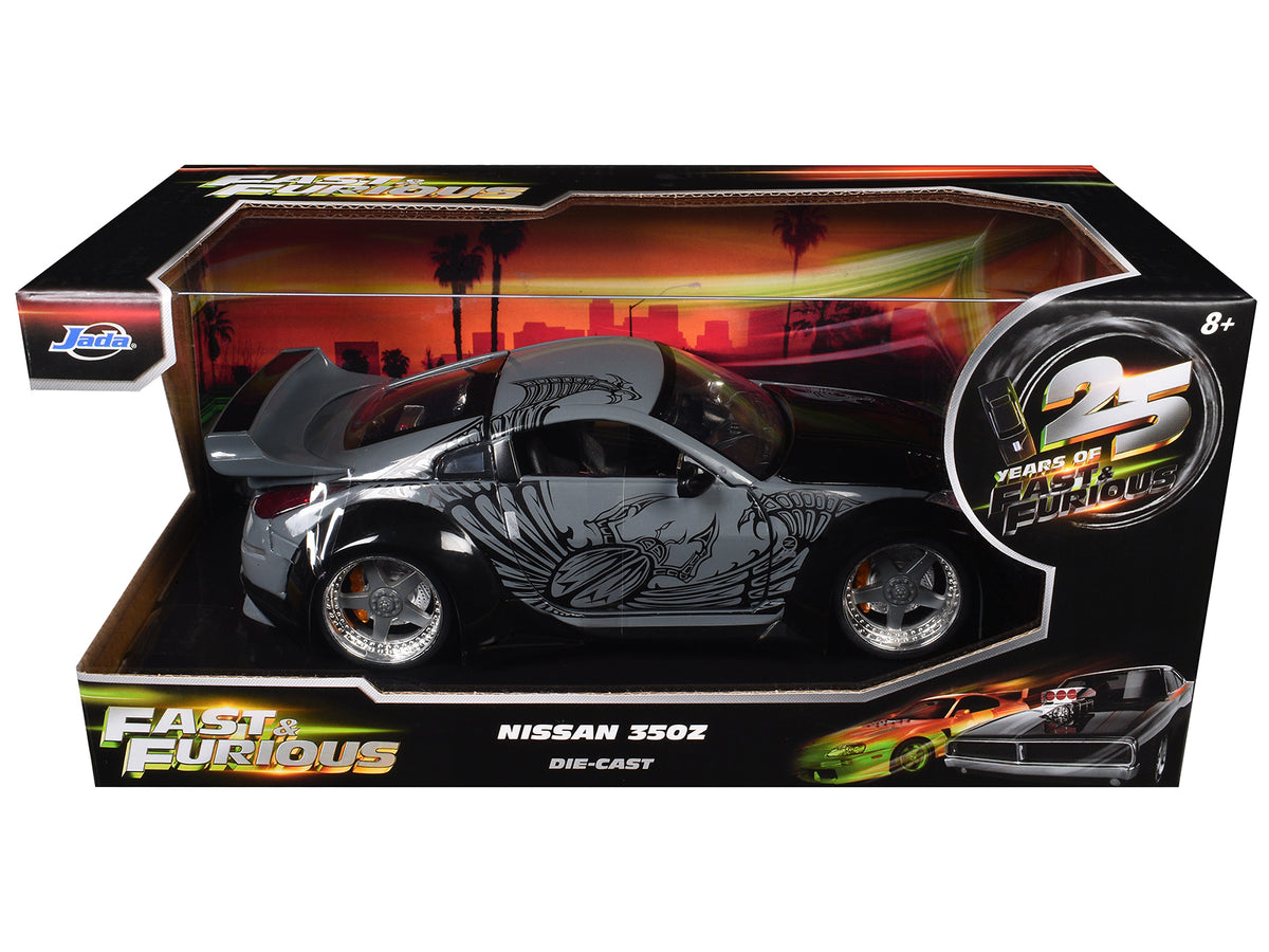D.K.'s Nissan 350Z Gray and Black with Graphics 'Fast & Furious 25th Anniversary' Series 1/24 Diecast Model Car by Jada