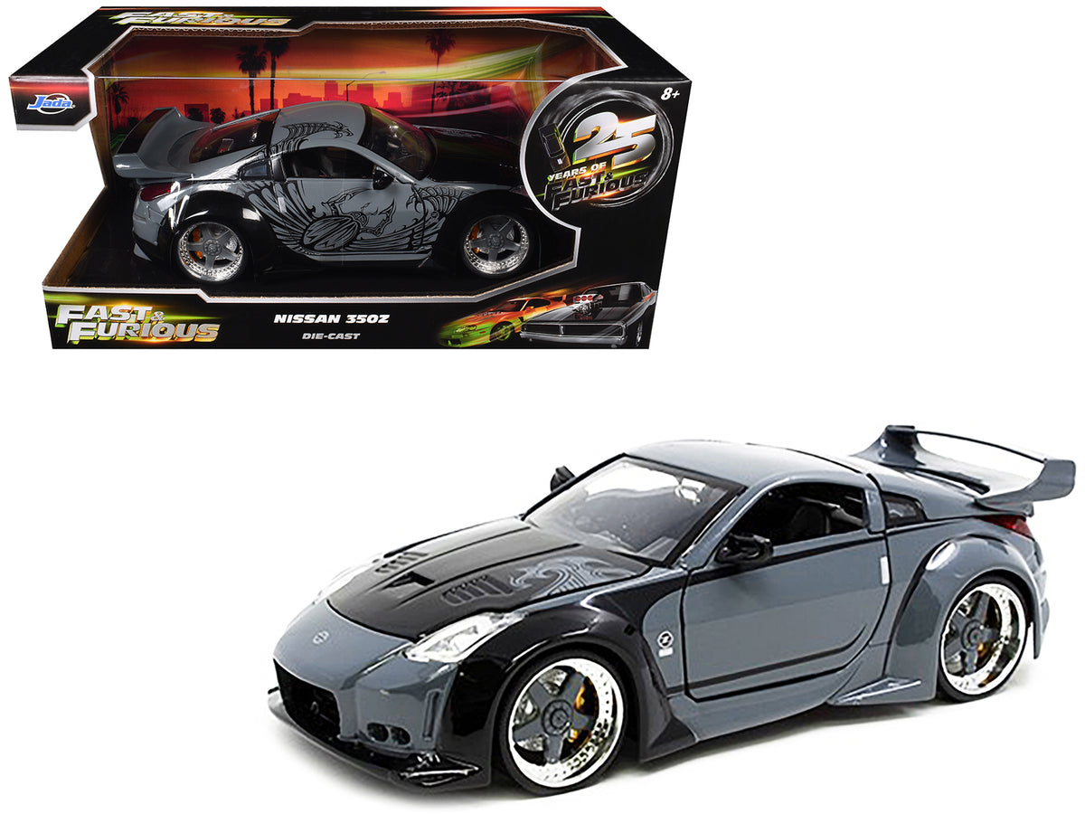 D.K.'s Nissan 350Z Gray and Black with Graphics 'Fast & Furious 25th Anniversary' Series 1/24 Diecast Model Car by Jada