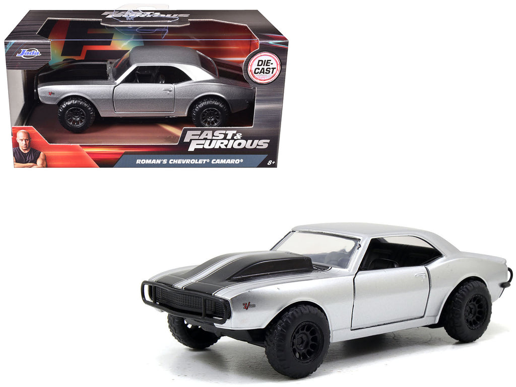 Roman's Chevrolet Camaro Z/28 Silver with Black Stripes 'Fast & Furious 7' (2015) Movie 1/32 Diecast Model Car by Jada