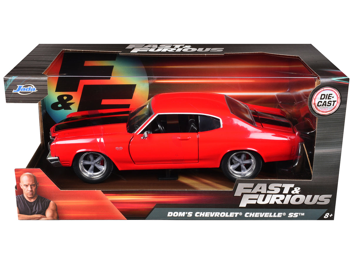 Dom's Chevrolet Chevelle SS Red with Black Stripes 'Fast & Furious' Movie 1/24 Diecast Model Car by Jada