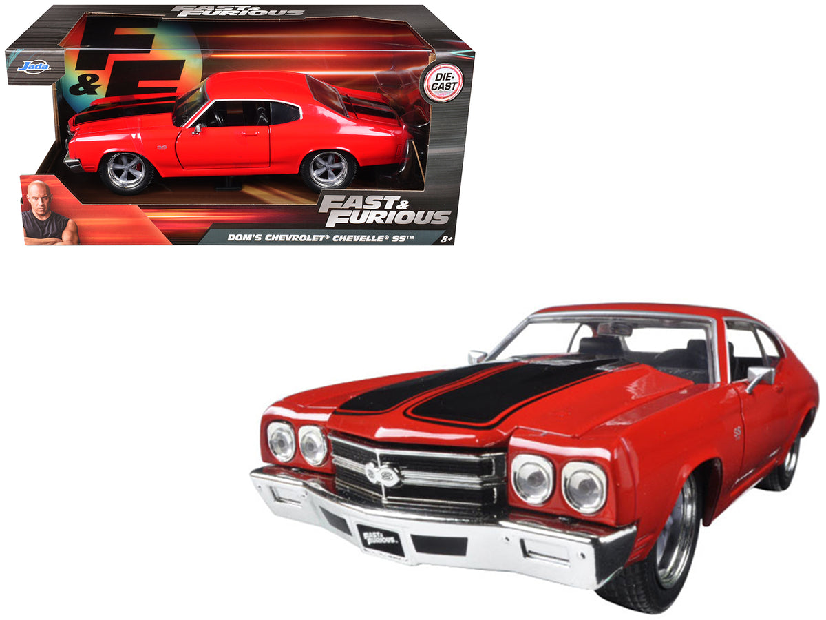 Dom's Chevrolet Chevelle SS Red with Black Stripes 'Fast & Furious' Movie 1/24 Diecast Model Car by Jada