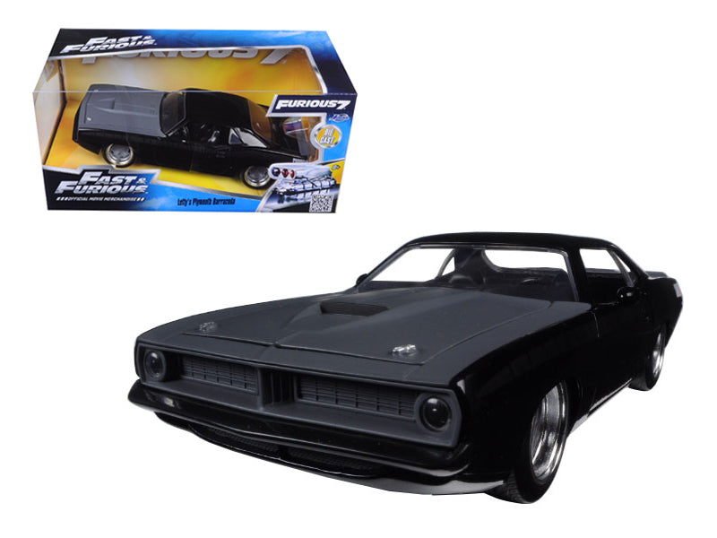 Letty's Plymouth Barracuda Matt Black 'Fast & Furious 7' Movie 1/24 Diecast Model Car by Jada