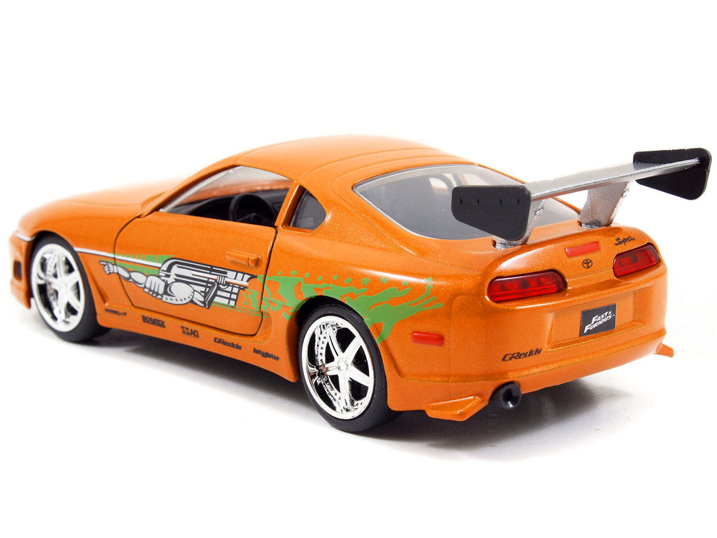 Brian's Toyota Supra Orange with Graphics 'The Fast and the Furious' (2001) Movie 'Fast & Furious 25th Anniversary' Series 1/32 Diecast Car Model by Jada