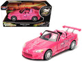 Suki's 2001 Honda S2000 Convertible Pink with Graphics '25 Years of Fast & Furious' '2 Fast 2 Furious' (2003) Movie 1/24 Diecast Model Car by Jada