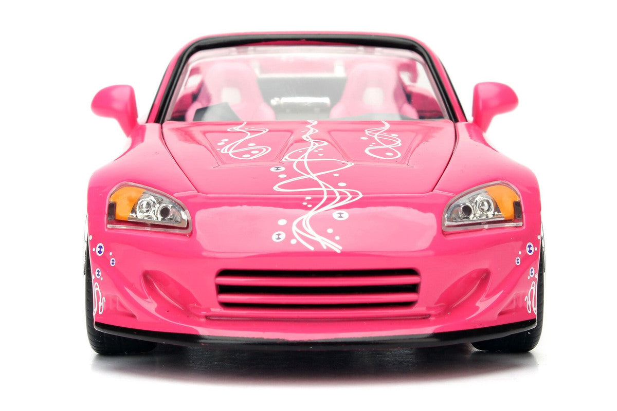 Suki's 2001 Honda S2000 Convertible Pink with Graphics '25 Years of Fast & Furious' '2 Fast 2 Furious' (2003) Movie 1/24 Diecast Model Car by Jada