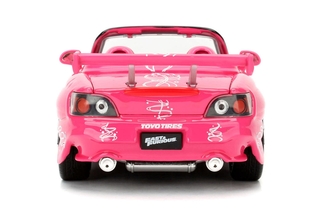 Suki's 2001 Honda S2000 Convertible Pink with Graphics '25 Years of Fast & Furious' '2 Fast 2 Furious' (2003) Movie 1/24 Diecast Model Car by Jada