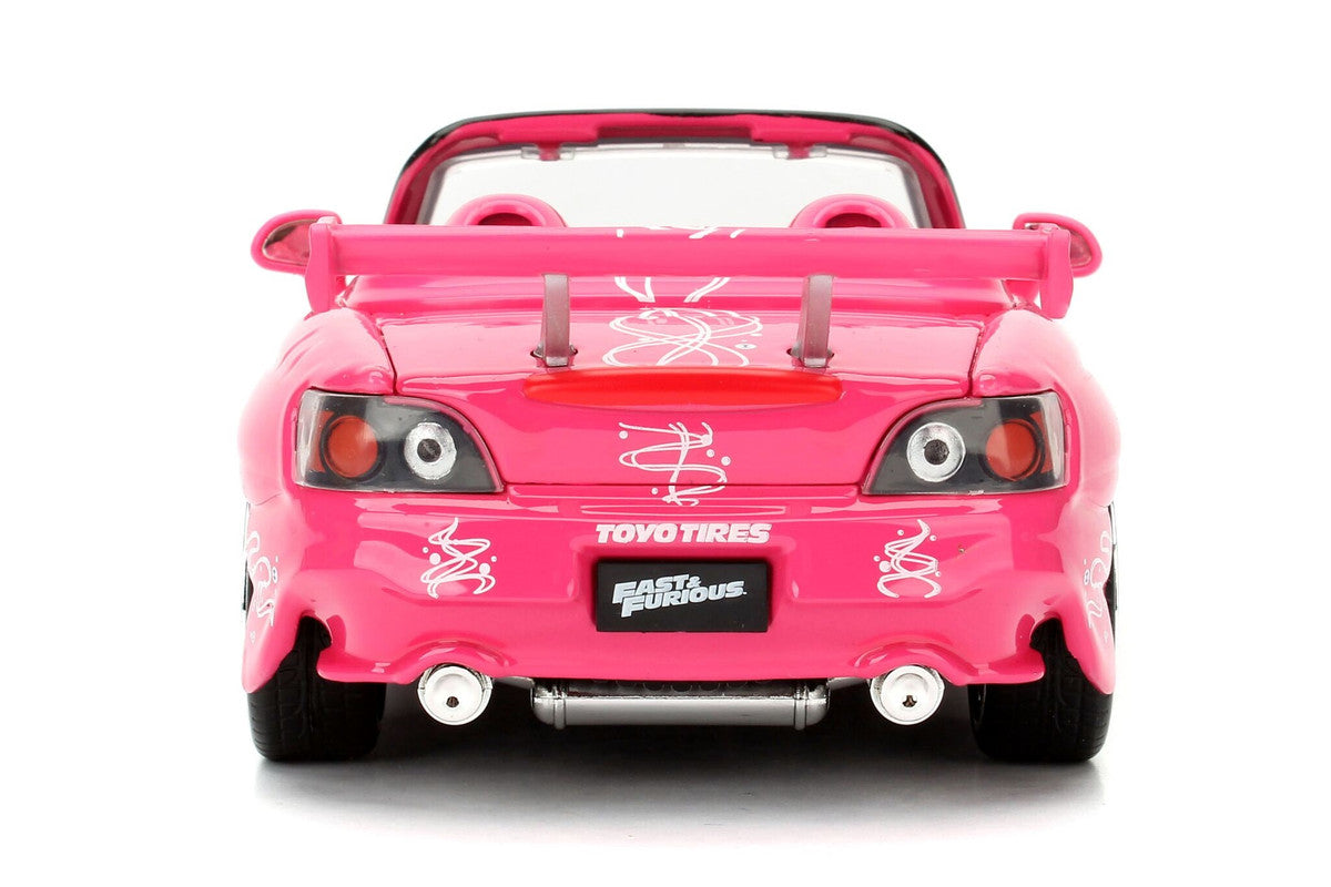 Suki's 2001 Honda S2000 Convertible Pink with Graphics '25 Years of Fast & Furious' '2 Fast 2 Furious' (2003) Movie 1/24 Diecast Model Car by Jada