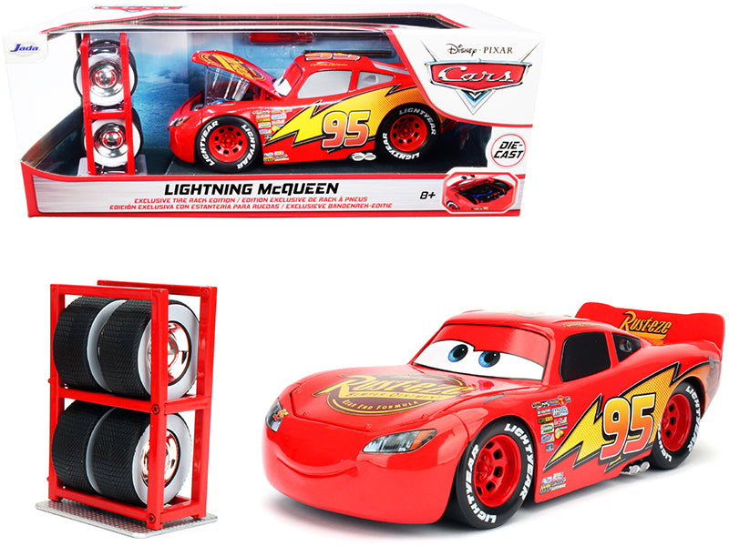 Lightning McQueen #95 Red with Extra Wheels Disney & Pixar 'Cars' Movie 'Hollywood Rides' Series Diecast Model Car by Jada