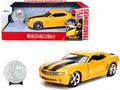 2006 Chevrolet Camaro Concept Yellow Bumblebee with Robot on Chassis and Collectible Metal Coin 'Transformers' Movie 1/24 Diecast Model Car by Jada