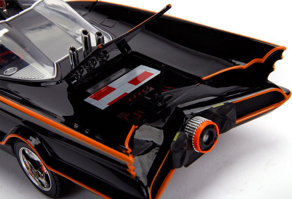 Classic TV Series Batmobile with Working Lights, and Diecast Batman and Robin Figures '80 Years of Batman' 1/18 Diecast Model Car by Jada