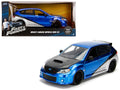 Brian's Subaru Impreza WRX STI Blue and Silver with Carbon Hood 'Fast & Furious' Movie 1/24 Diecast Model Car by Jada