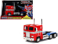 G1 Autobot Optimus Prime Truck Red with Robot on Chassis from 'Transformers' TV Series 'Hollywood Rides' Series 1/24 Diecast Model by Jada