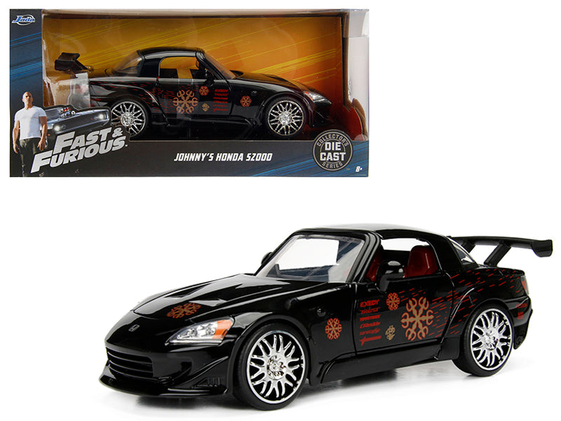 Johnny's 2001 Honda S2000 Black with Graphics 'Fast & Furious' Movie 1/24 Diecast Model Car by Jada