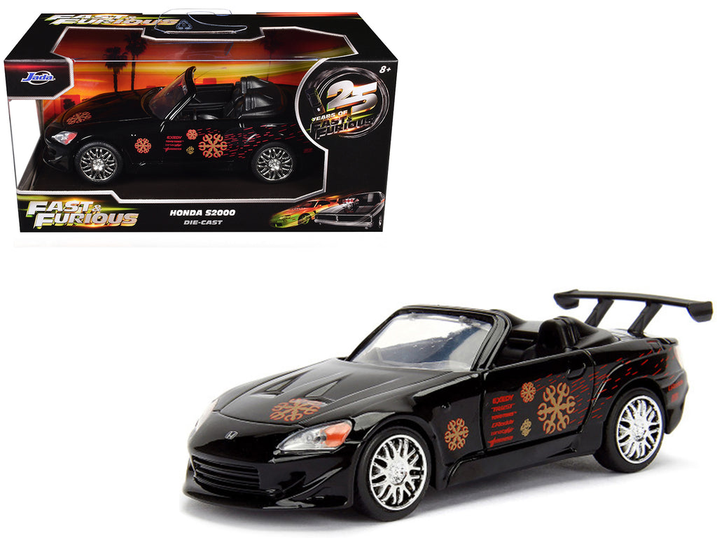 Honda S2000 Convertible Black with Graphics 'The Fast and the Furious' (2001) Movie '25 Years of Fast & Furious' Series 1/32 Diecast Model Car by Jada