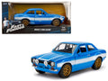 1970 Brian's Ford Escort Blue with White Stripes 'Fast & Furious' Movie 1/24 Diecast Model Car by Jada