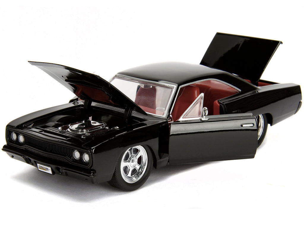 1970 Plymouth Road Runner 440 Black with Red Interior 'Bigtime Muscle' Series 1/24 Diecast Model Car by Jada