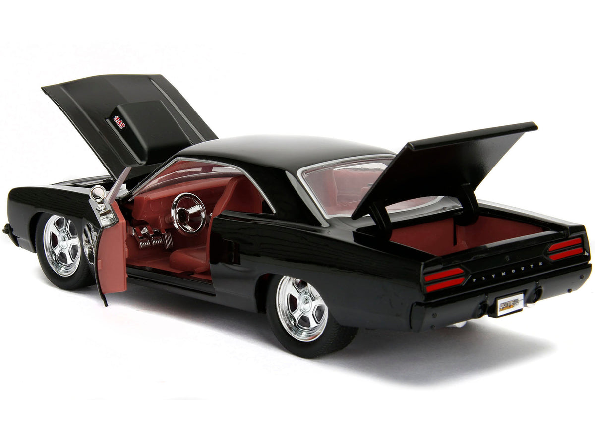 1970 Plymouth Road Runner 440 Black with Red Interior 'Bigtime Muscle' Series 1/24 Diecast Model Car by Jada