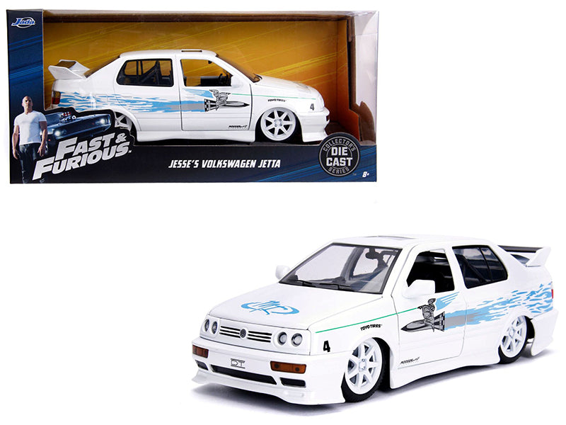 Jesse's Volkswagen Jetta White with Graphics 'Fast & Furious' Movie 1/24 Diecast Model Car by Jada