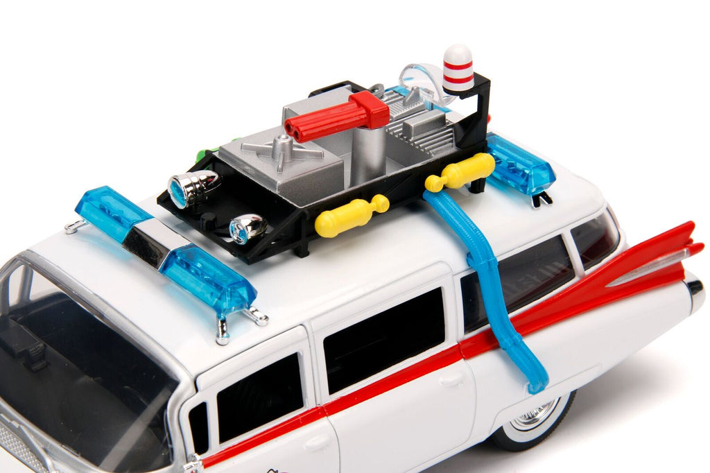 1959 Cadillac Ambulance Ecto-1 White 'Ghostbusters' Movie 'Hollywood Rides' Series 1/24 Diecast Model Car by Jada