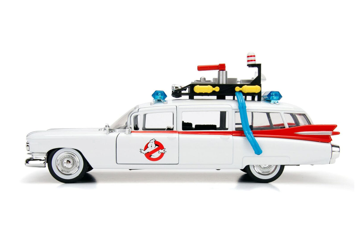 1959 Cadillac Ambulance Ecto-1 White 'Ghostbusters' Movie 'Hollywood Rides' Series 1/24 Diecast Model Car by Jada