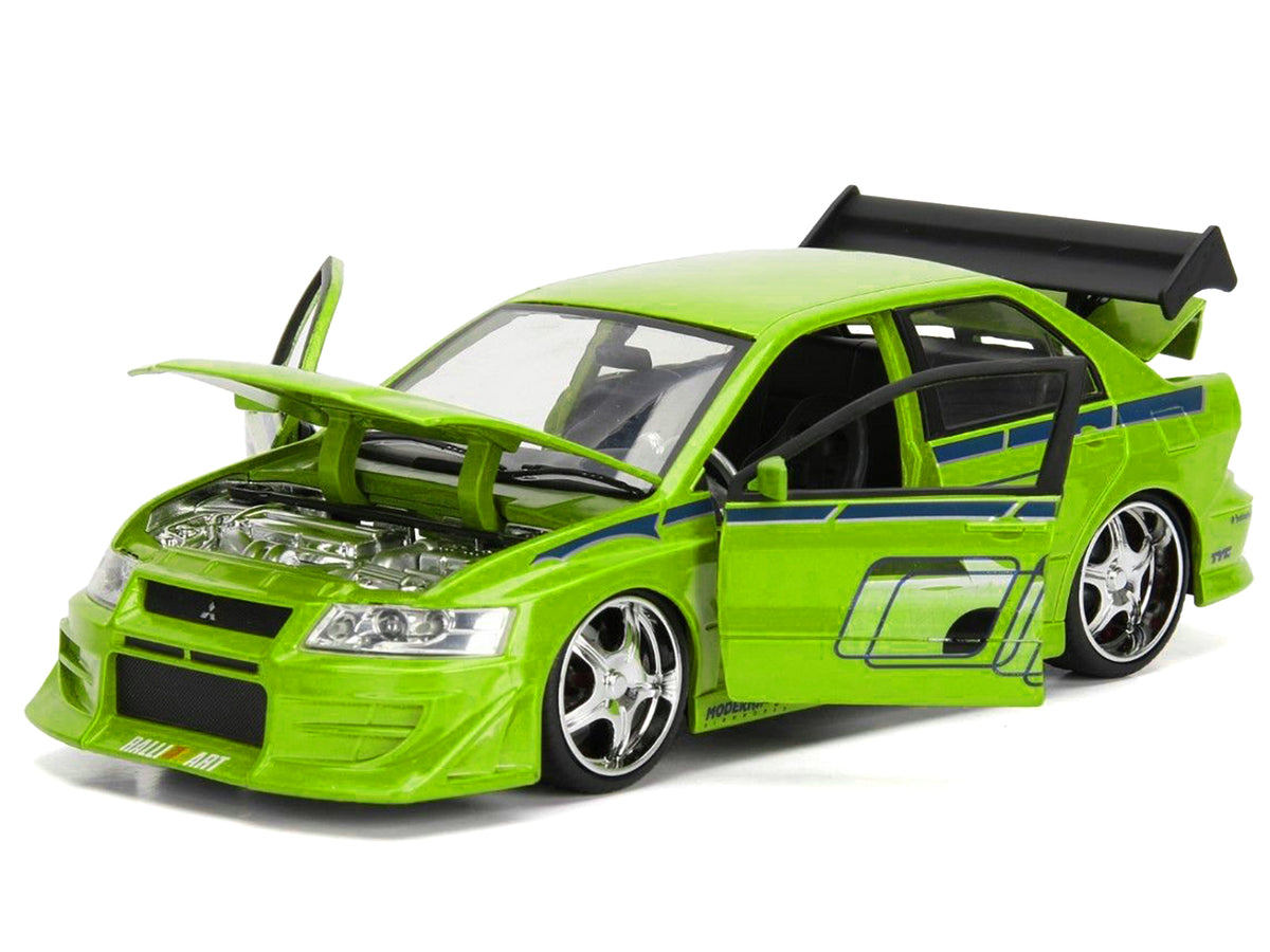 Brian's Mitsubishi Lancer Evolution VII Green with Graphics 'Fast & Furious' Movie 1/24 Diecast Model Car by Jada