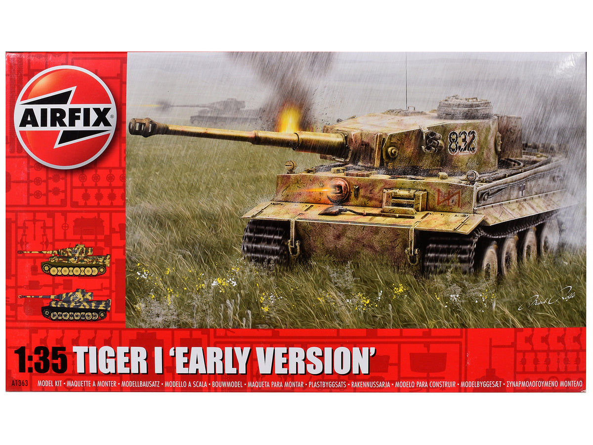 Level 3 Model Kit German Tiger I 'Early Version' Tank with 2 Scheme Options 1/35 Plastic Model Kit by Airfix