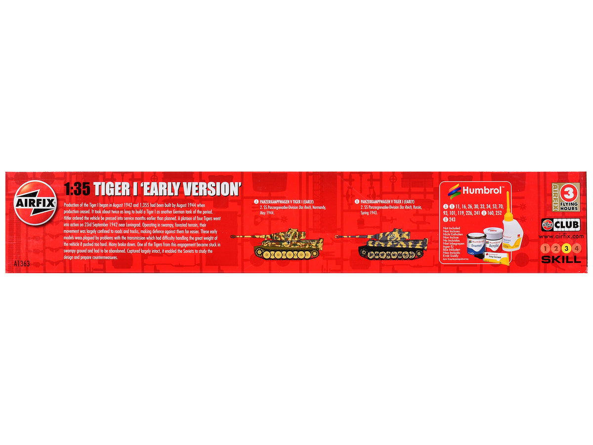 Level 3 Model Kit German Tiger I 'Early Version' Tank with 2 Scheme Options 1/35 Plastic Model Kit by Airfix
