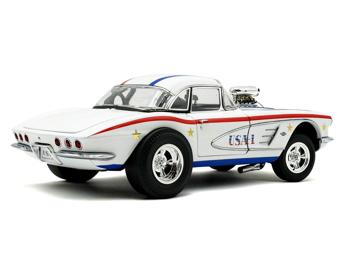 1961 Chevrolet Corvette Grand Sport Gasser 'USA-1' White with Blue and Red Stripes Limited Edition to 362 pieces Worldwide 1/18 Diecast Model Car by ACME