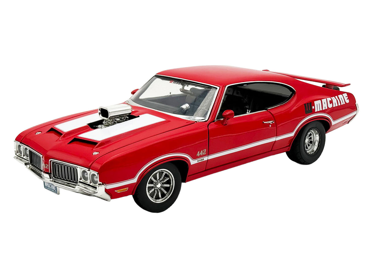 1970 Oldsmobile 442 W30 'W-Machine - Drag Outlaws' Red with White Stripes Limited Edition to 300 pieces Worldwide 1/18 Diecast Model Car by ACME