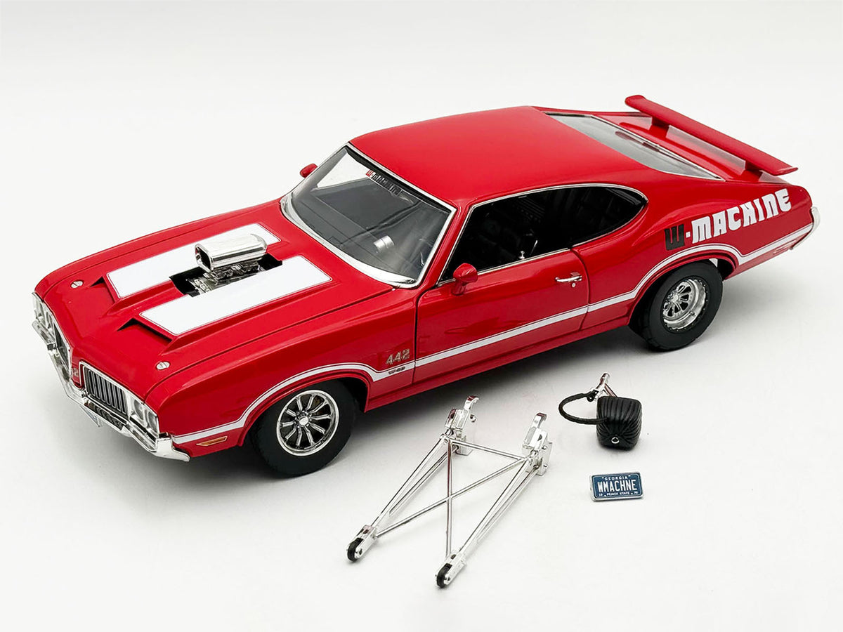 1970 Oldsmobile 442 W30 'W-Machine - Drag Outlaws' Red with White Stripes Limited Edition to 300 pieces Worldwide 1/18 Diecast Model Car by ACME