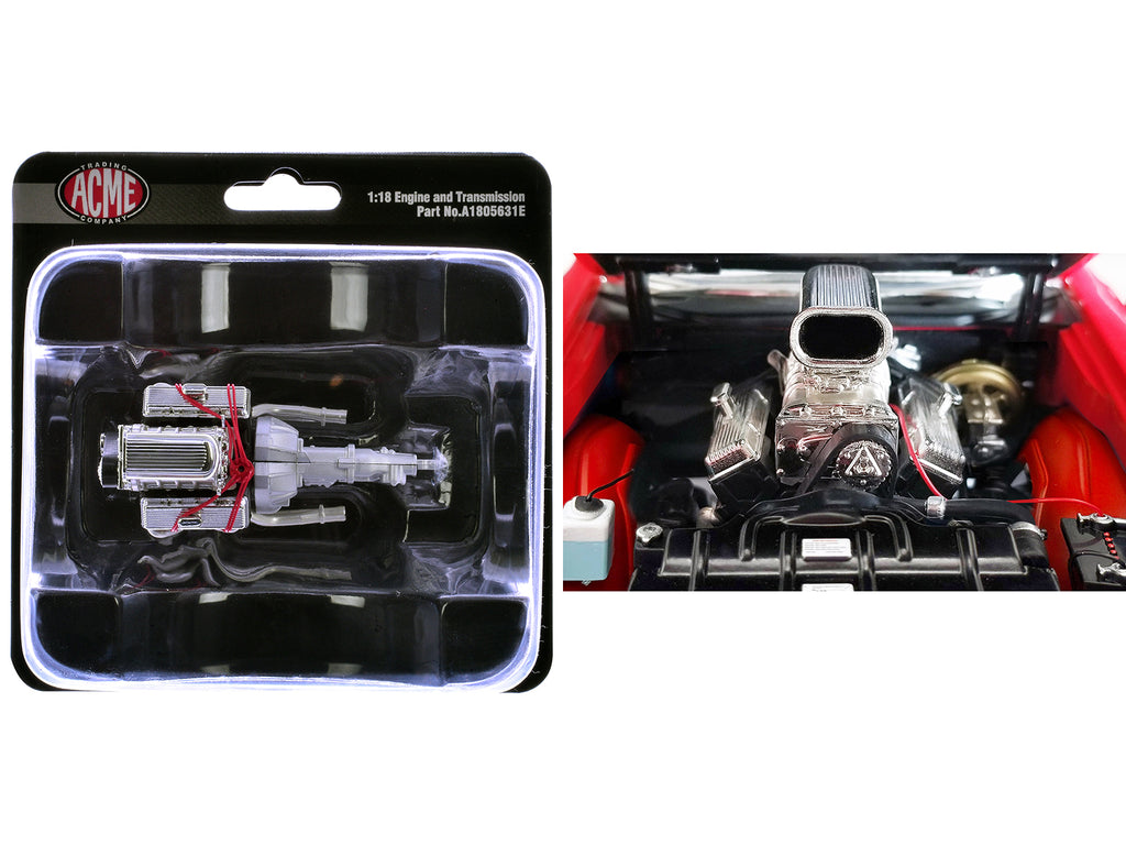 Blown 455 Engine and Transmission Replica from '1970 Oldsmobile 442 W30 W-Machine' 1/18 Model by ACME