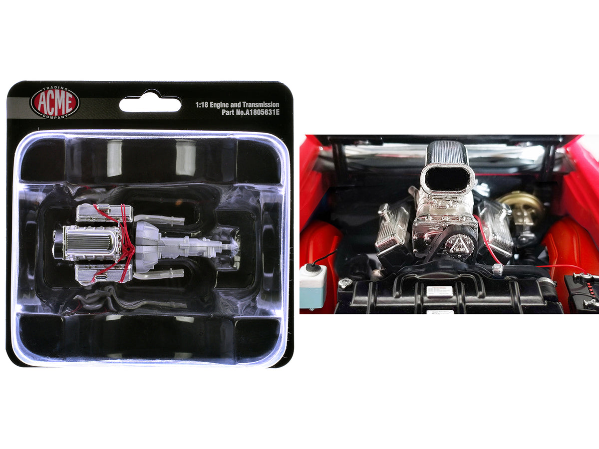 Blown 455 Engine and Transmission Replica from '1970 Oldsmobile 442 W30 W-Machine' 1/18 Model by ACME