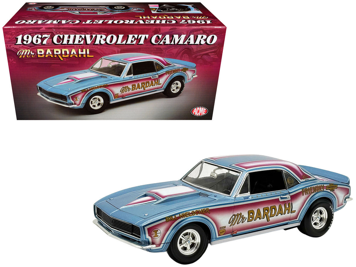 1967 Chevrolet Camaro 'Mr. Bardahl Drag Car' Blue Metallic with Red and White Graphics Limited Edition to 312 pieces Worldwide 1/18 Diecast Model Car by ACME