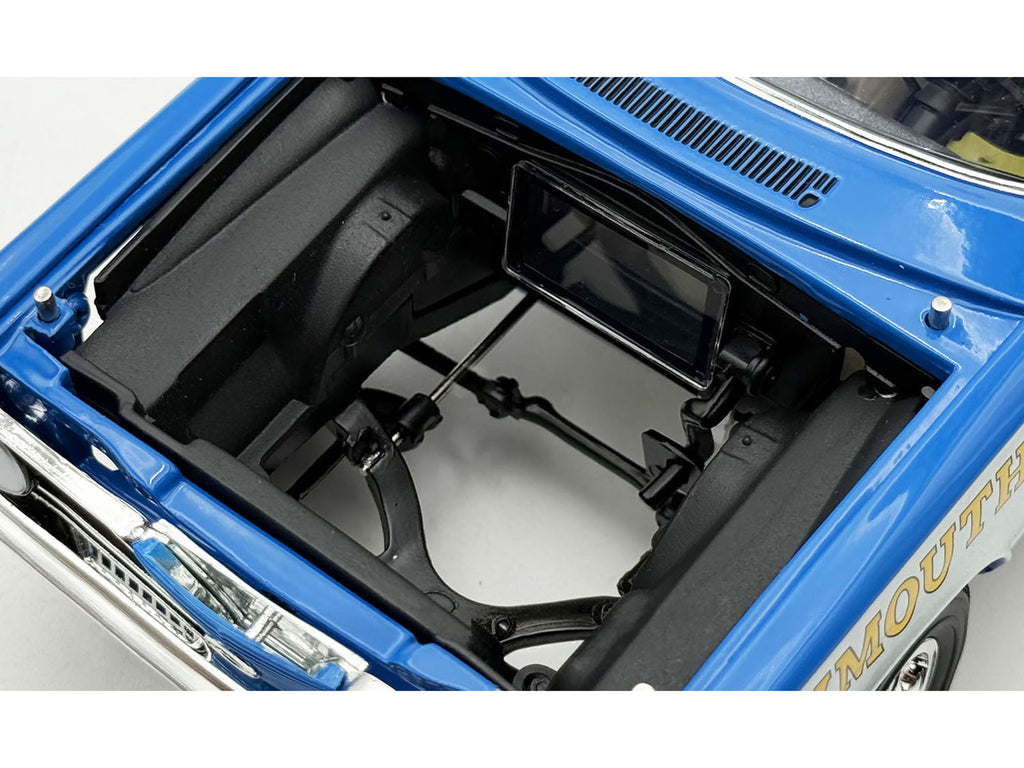 1966 Plymouth Barracuda 'Hemi Hustler' Blue with White Stripes Limited Edition to 374 pieces Worldwide 1/18 Diecast Model Car by ACME