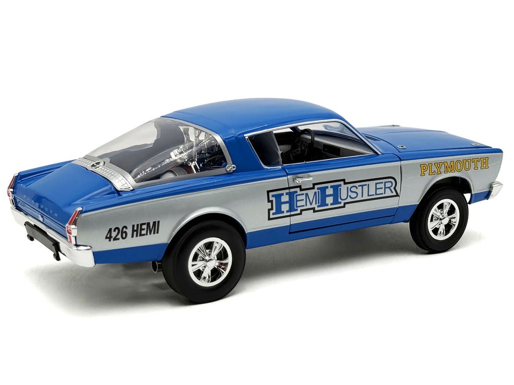 1966 Plymouth Barracuda 'Hemi Hustler' Blue with White Stripes Limited Edition to 374 pieces Worldwide 1/18 Diecast Model Car by ACME