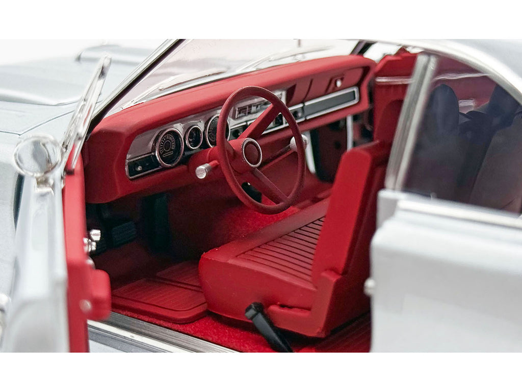1970 Dodge Dart 440 Street Machine Titanium Silver Metallic with Red Tail Stripe and Red Interior Limited Edition to 594 pieces Worldwide 1/18 Diecast Model Car by ACME