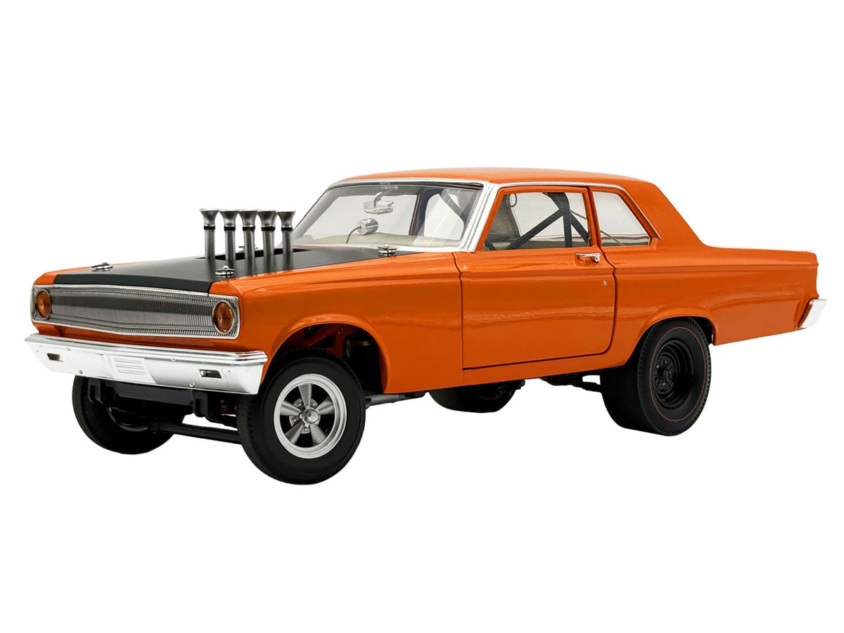 1965 Dodge Coronet AWB 'Go Man Go' Go Mango Orange with Black Hood Limited Edition to 300 pieces Worldwide 1/18 Diecast Model Car by ACME