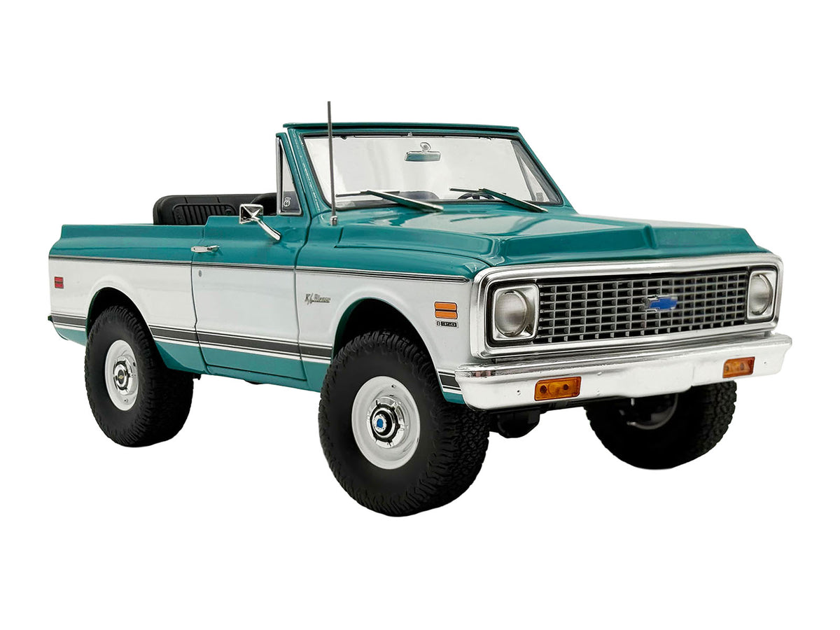 1972 Chevrolet Blazer K/5 'Route 66 100th Anniversary' Green and White with Black Stripes Limited Edition 1/18 Diecast Model Car by ACME