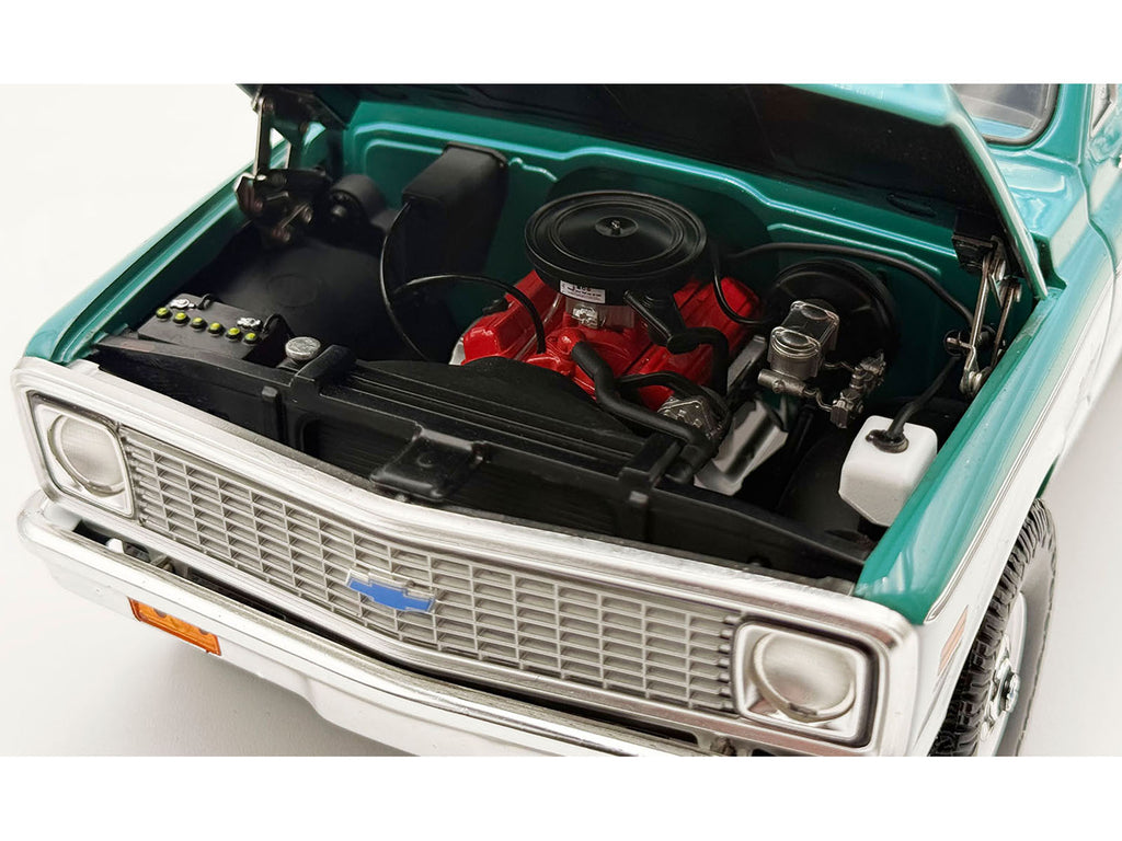 1972 Chevrolet Blazer K/5 'Route 66 100th Anniversary' Green and White with Black Stripes Limited Edition 1/18 Diecast Model Car by ACME