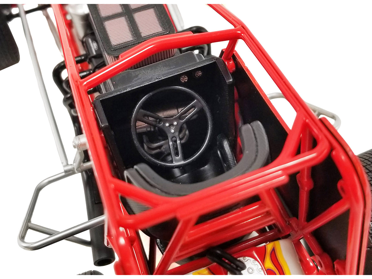Winged Sprint Car #104+ Jeff Swindell 'Octane Boost' Red with Graphics 'National Sprint Car Hall of Fame' 1/18 Diecast Model Car by ACME