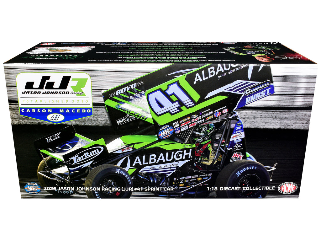 Winged Sprint Car #41 Carson Macedo 'Albaugh' Jason Johnson Racing (2026) 1/18 Diecast Model Car by ACME