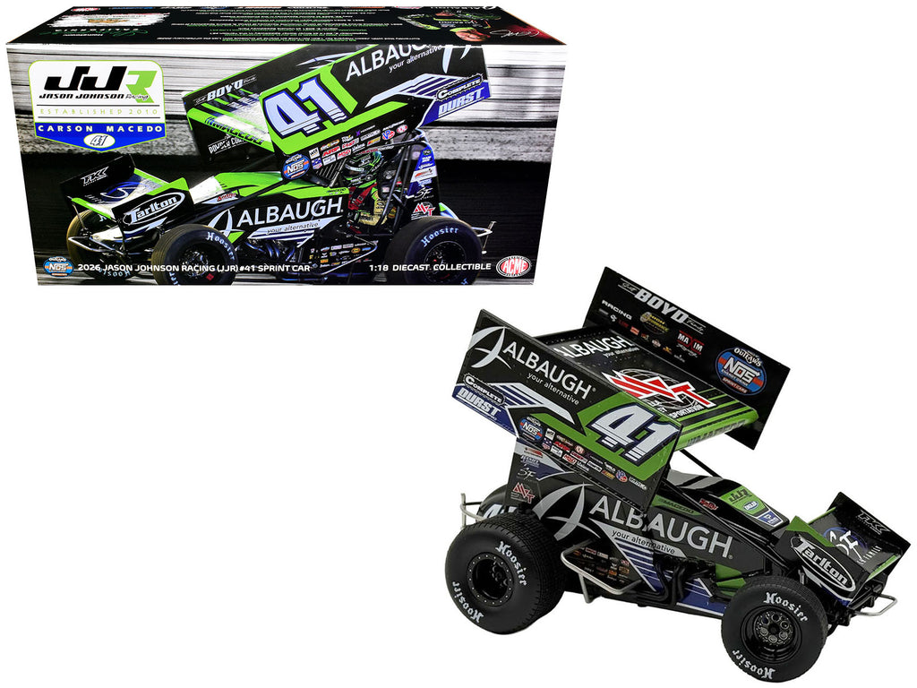 Winged Sprint Car #41 Carson Macedo 'Albaugh' Jason Johnson Racing (2026) 1/18 Diecast Model Car by ACME