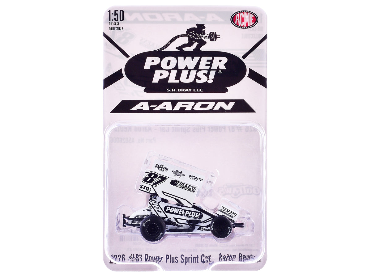 Winged Sprint Car #87 Aaron Reutzel 'Power Plus' White (2026) 1/50 Diecast Model Car by ACME