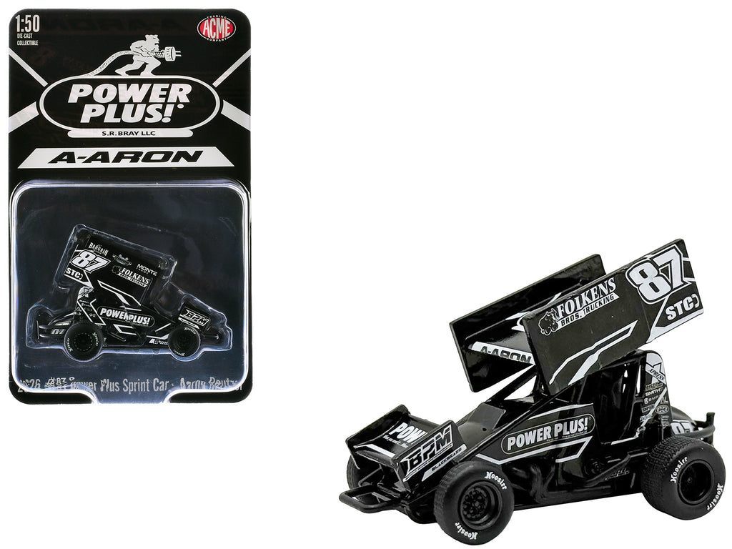 Winged Sprint Car #87 Aaron Reutzel 'Power Plus' Black (2026) 1/50 Diecast Model Car by ACME