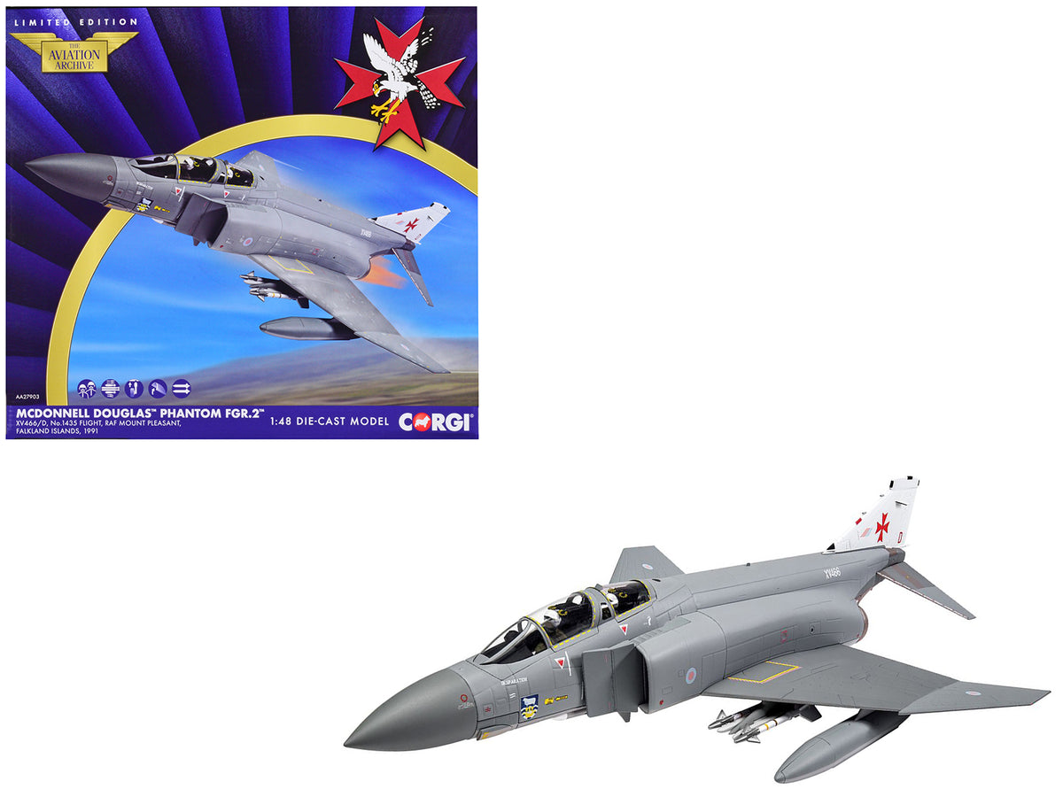 McDonnell Douglas Phantom FGR.2 Fighter Aircraft '#1435 Flight RAF Mount Pleasant Falkland Islands' (1991) Royal Air Force 'The Aviation Archive' Series 1/48 Diecast Model by Corgi