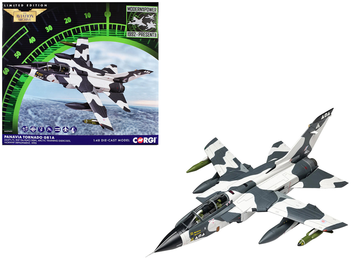 Panavia Tornado GR1A Aircraft 'ZA371/C No.II(AC) Sqn. Arctic Training Exercises Norway' (1995) British Royal Air Force 'The Aviation Archive' 1/48 Diecast Model Car by Corgi