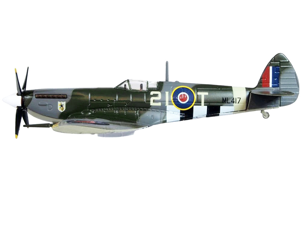 Supermarine Spitfire Mk IXE Fighter Aircraft '21-T 443 Squadron 127 Wing Belgium' (1945) Royal Canadian Air Force 'Oxford Aviation' Series 1/72 Diecast Model Airplane by Oxford Diecast